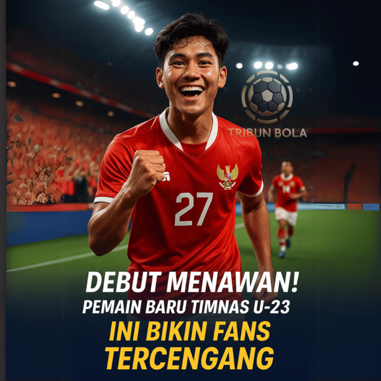 Pemain baru Timnas U-23 merayakan gol debutnya di Piala Asia 2025 dengan ekspresi penuh semangat