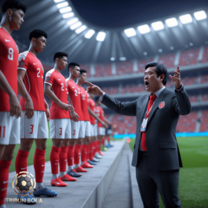 Pelatih Timnas Indonesia U-23 memberikan instruksi tegas kepada pemain jelang pertandingan Piala Asia 2025